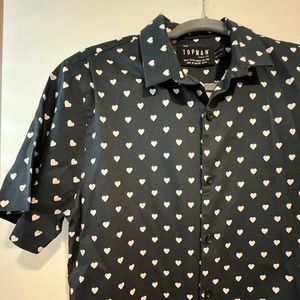Topman Heart Navy Blue Button Up